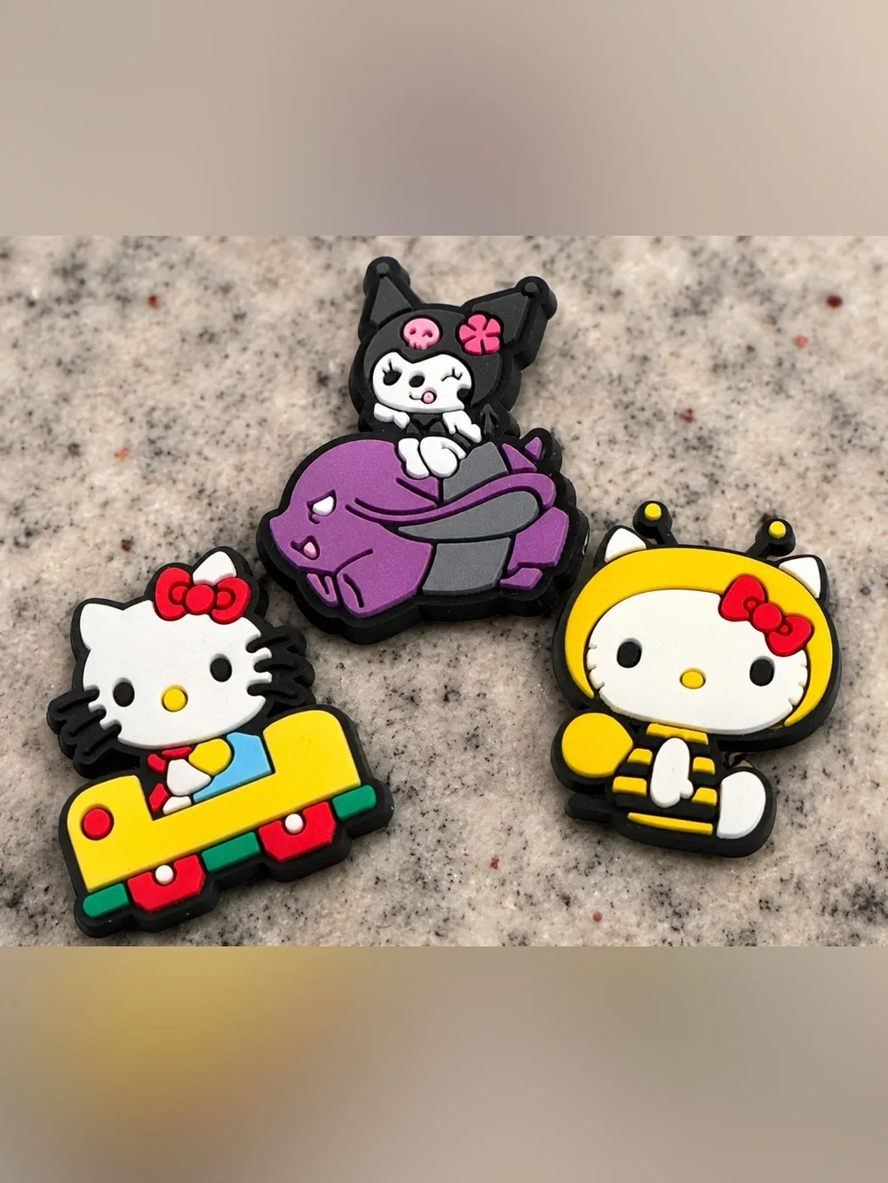 CROCS Hello Kitty Themed Jibbitz Set - Yellow, Purple, Red, Black, White